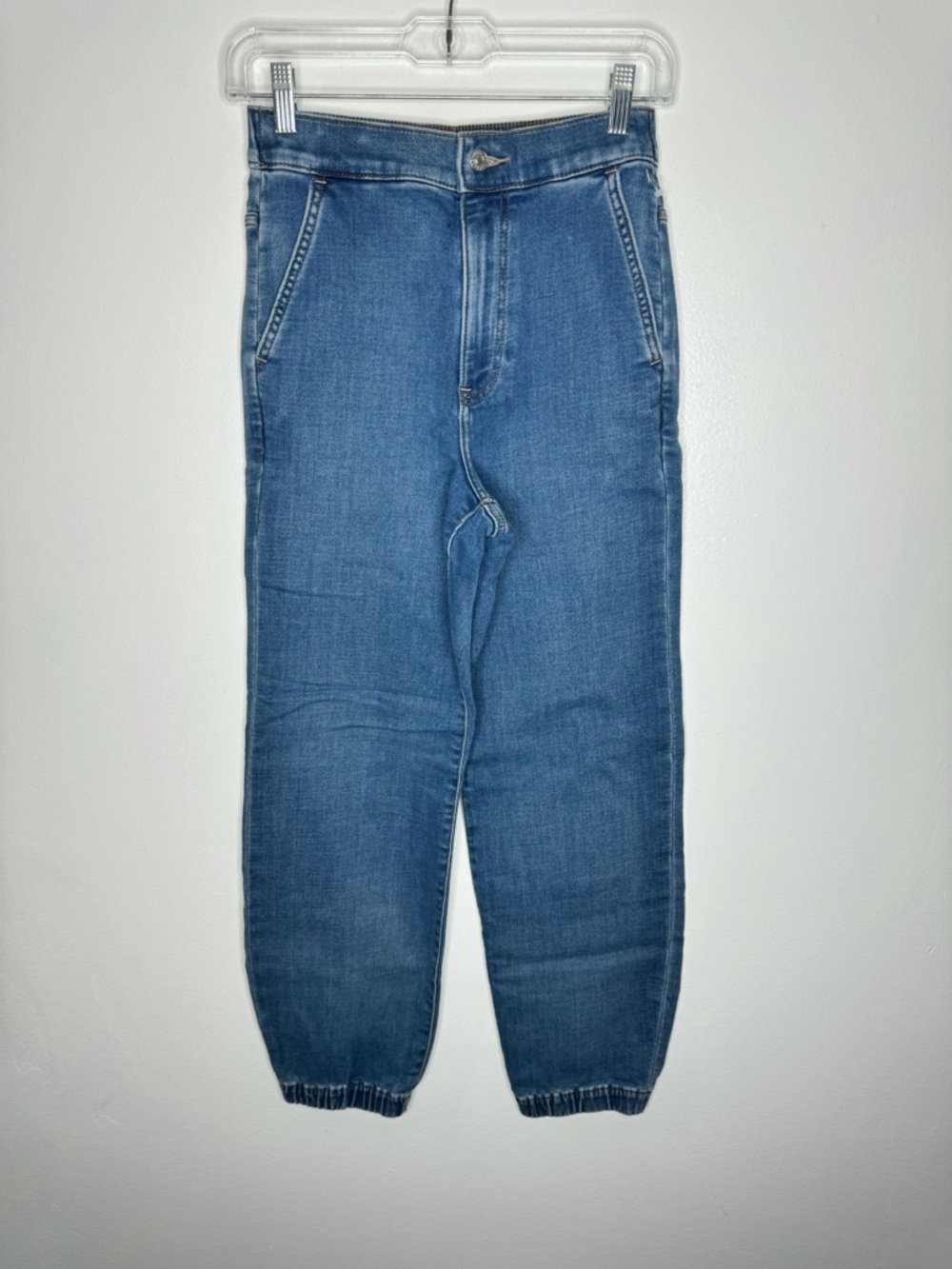 Express Super High Rise Jogger Jeans Denim Elastic Hem Women’s Size 0